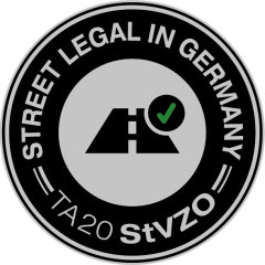 Street legal in Germany. Officially approved by TÜV & KBA