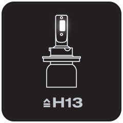 Sustitución LED muy compacta de las luces de carretera y de cruce H13 convencionales