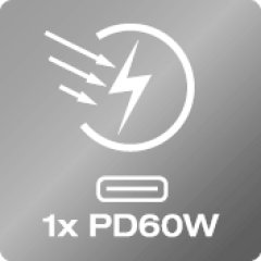 &nbsp;Možnost rychlého dobíjení přes nabíjecí vstup PD60W