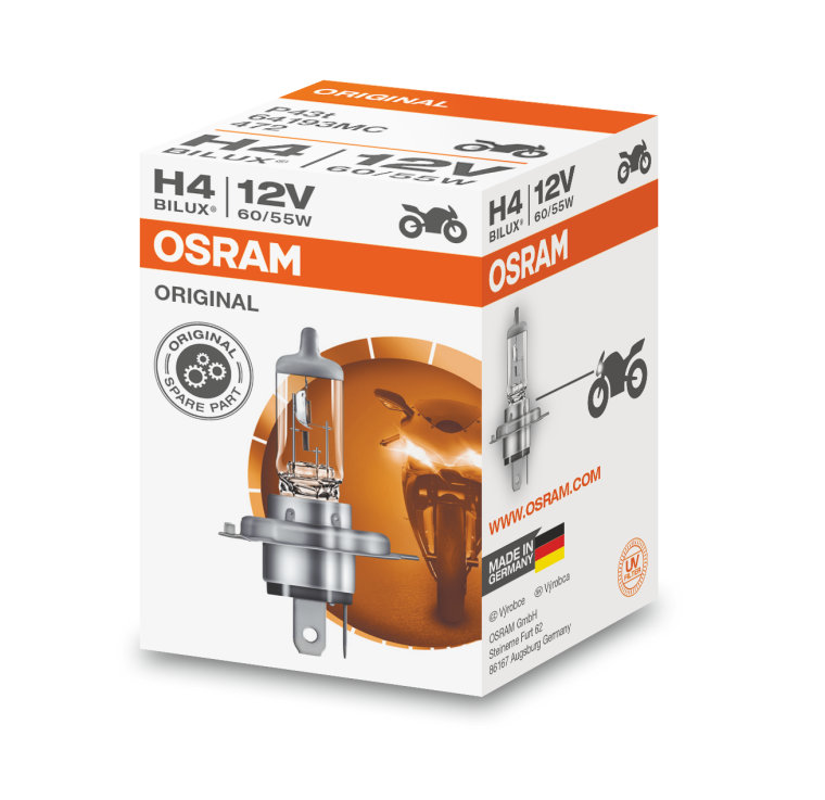 OSRAM X-RACER H4 12V 60/55W 64193XR-02B P43t Motorbike Headlight Bulbs x2