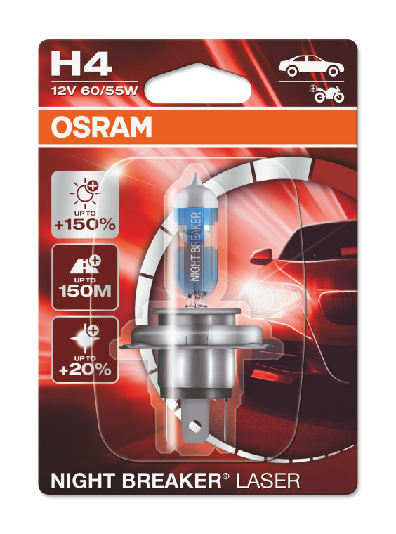 OSRAM Night Breaker H4 LED; Up to 230 Percent More Brightness,  Legal Low and High Beam with Road Legal in Germany and Austria, Black :  Automotive