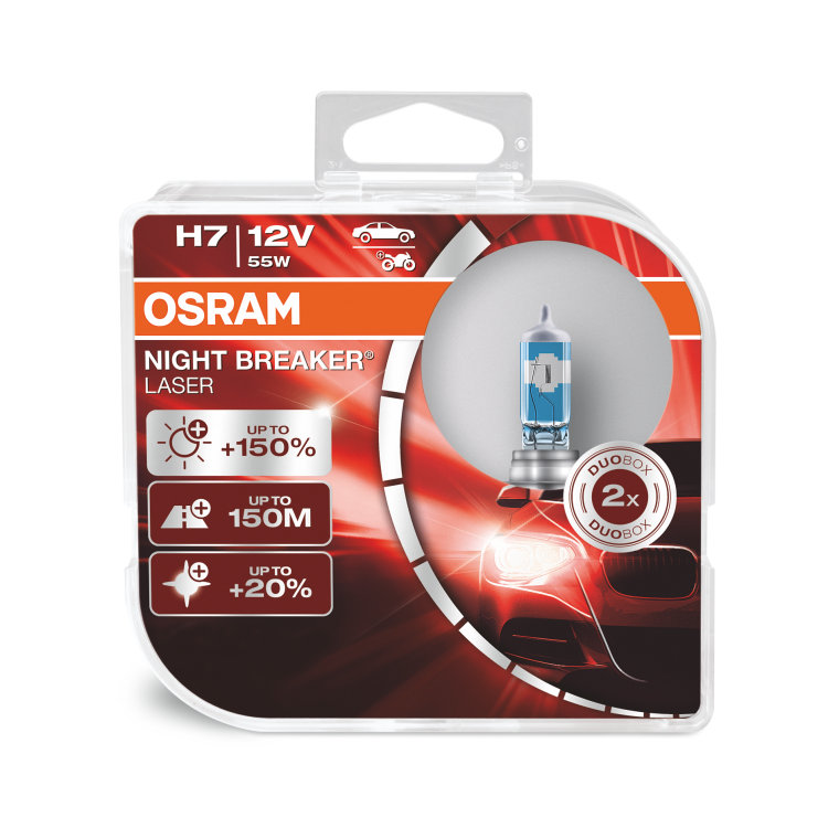OSRAM 64210L 12V 55W H7 Longlife Px26D Boxed (Single)