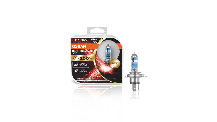 Osram 64193NB200 Night Breaker Laser 200 Halogen bulb-H4-12V/60-55W-single  Piece