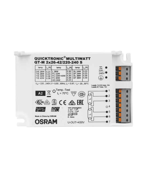 OSRAM QTP-M MULTIWATT Ballast for 1 x 26-42W Fluorescent Tubes or Lamps 