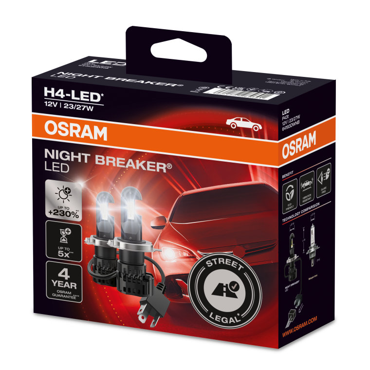  OSRAM Night Breaker H4 LED; Up to 230 Percent More