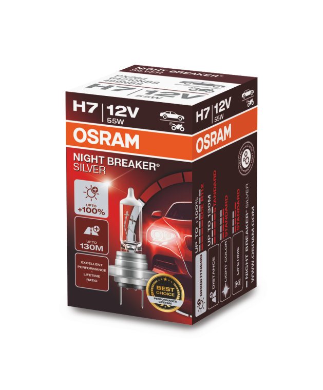 130M OSRAM 1 Lampada Lampadina Luce OSRAM NIGHT BREAKER SILVER H7 +100% LUMINOS 
