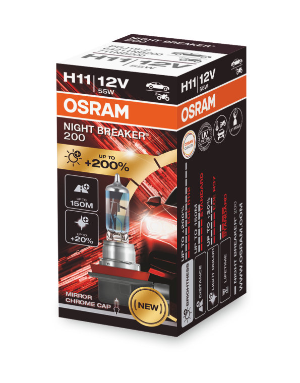 OSRAM H11 NIGHT BREAKER 200 DuoBox bis zu 200% mehr Licht 3600 K  64211NB200-HCB