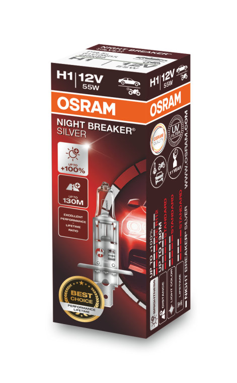 OSRAM Night Breaker Silver H11 12v 55W 100% Brighter Bulb