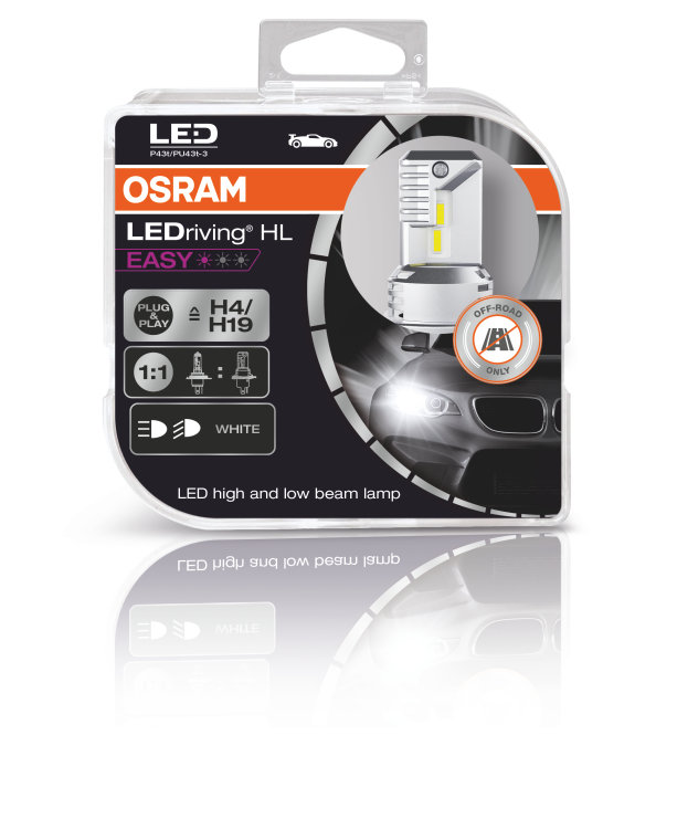 OSRAM H4/H19 LED Headlight Bulb, 50W, Pair, Planet Car Care