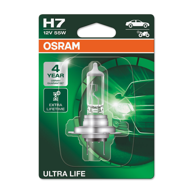 Osram ULTRA LIFE H7, Halogen-Scheinwerferlampe, 64210ULT-HCB, 12V