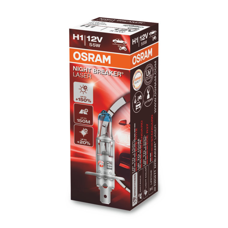 OSRAM NIGHT BREAKER LASER H1 Glühlampe Doppelpack -   Onlinesho, 19,99 €