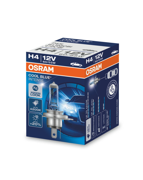 OSRAM COOL BLUE INTENSE H4 proiettori alogeni per auto V9T 64193CBI-HCB, 