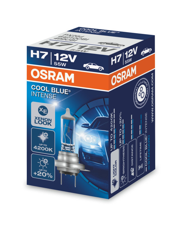 Details about   H7 55W x2 Osram Headlight Fog Light Bulbs Xenon Look 4200K Cool Blue Intense 