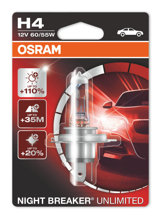 2 X OSRAM nightbreaker Unlimited H4 60/55 W 12 V P43t lampadine a incandescenza 