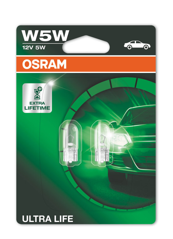 tail position and number plate light 2825ULT longlife 1 piece in folding box OSRAM ULTRA LIFE W5W indicator 